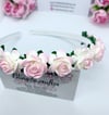 Pink and white Boho flower crown