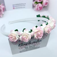 Image 3 of Pink and white Boho flower crown