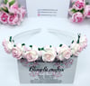 Pink and white Boho flower crown