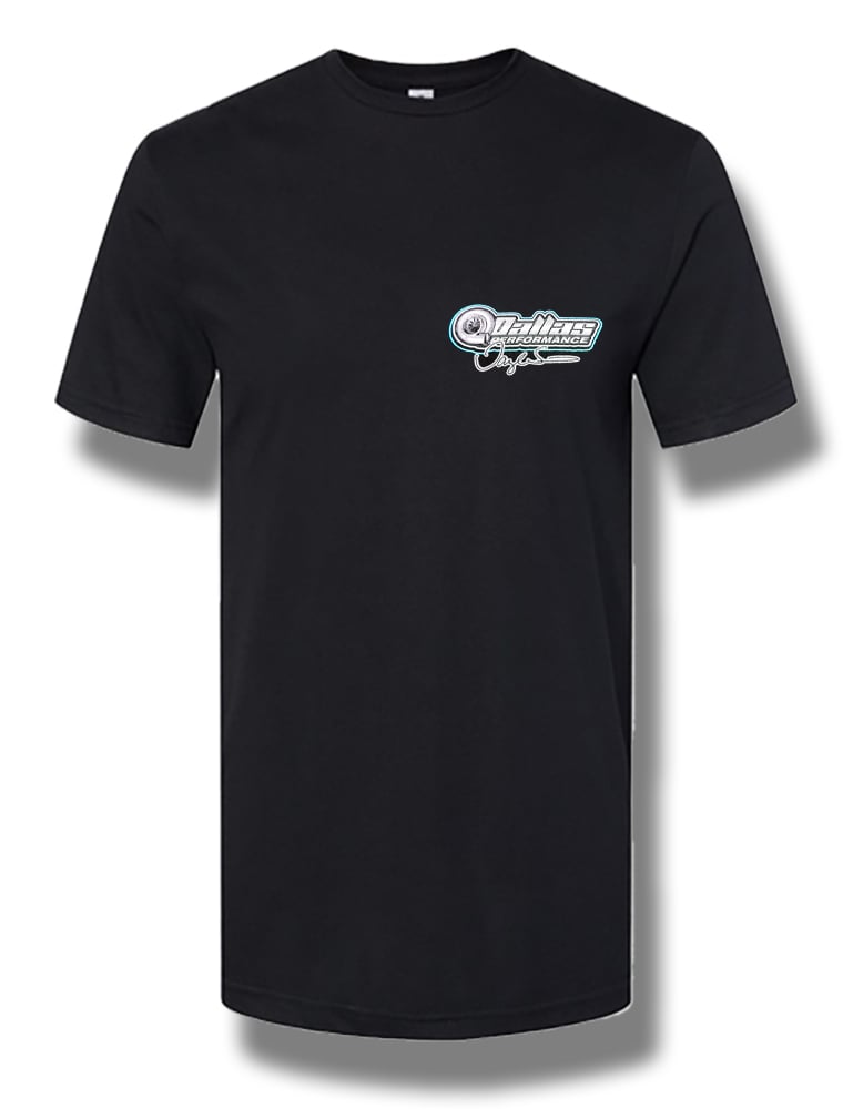 Dallas Performance T-Shirt w/Rear Turbo View - White Huracan - Blue Outline