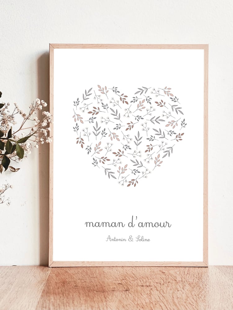 Image of Affiche Maman d’amour Coeur bonhème - personnalisable