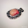 Vintage Sunset Coral Sterling Silver Pendant