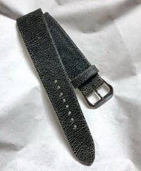 Image 2 of Vintage Black Cracked Goatskin Hand-rolled watch strap