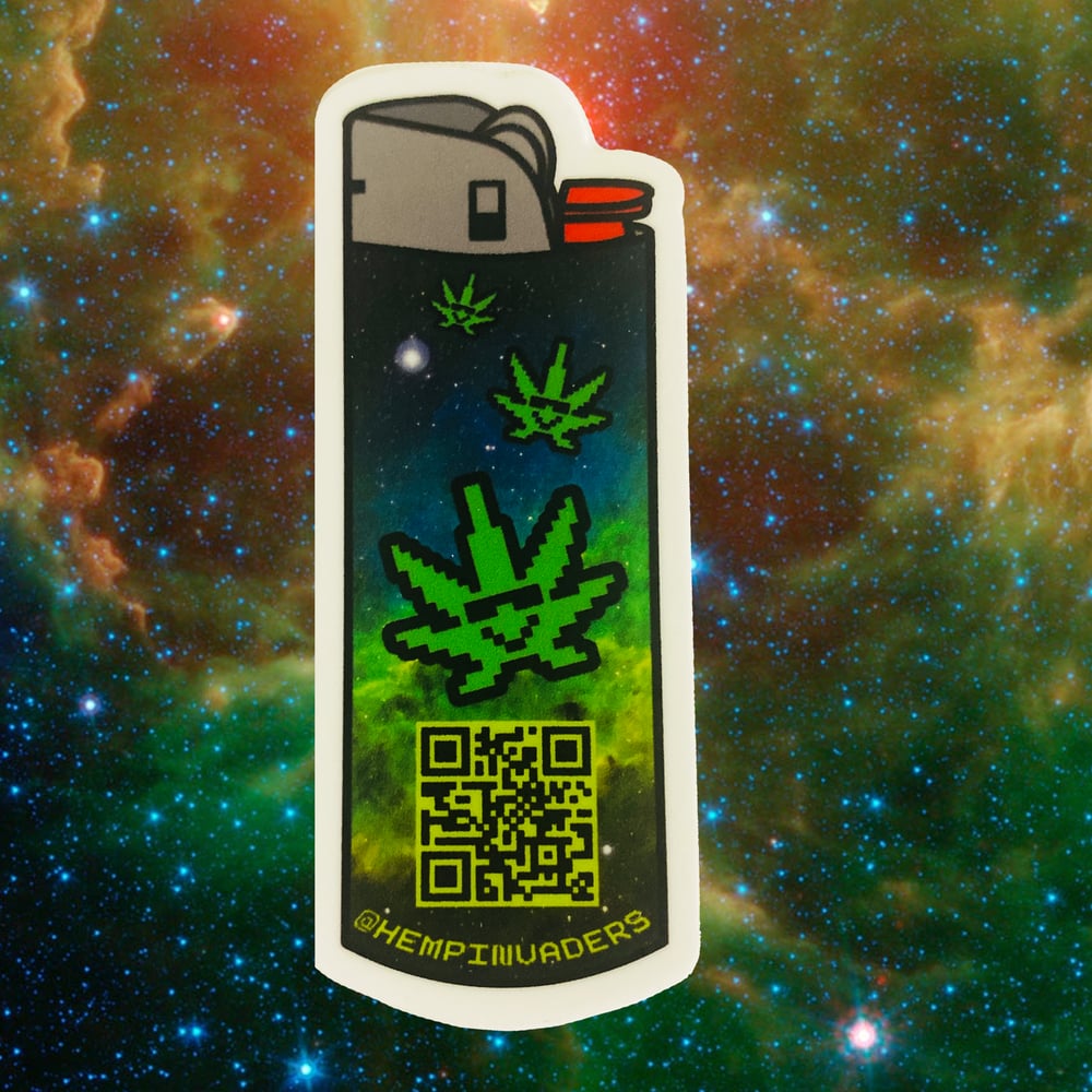 HEMP INVADERS QR LIGHTER STICKER