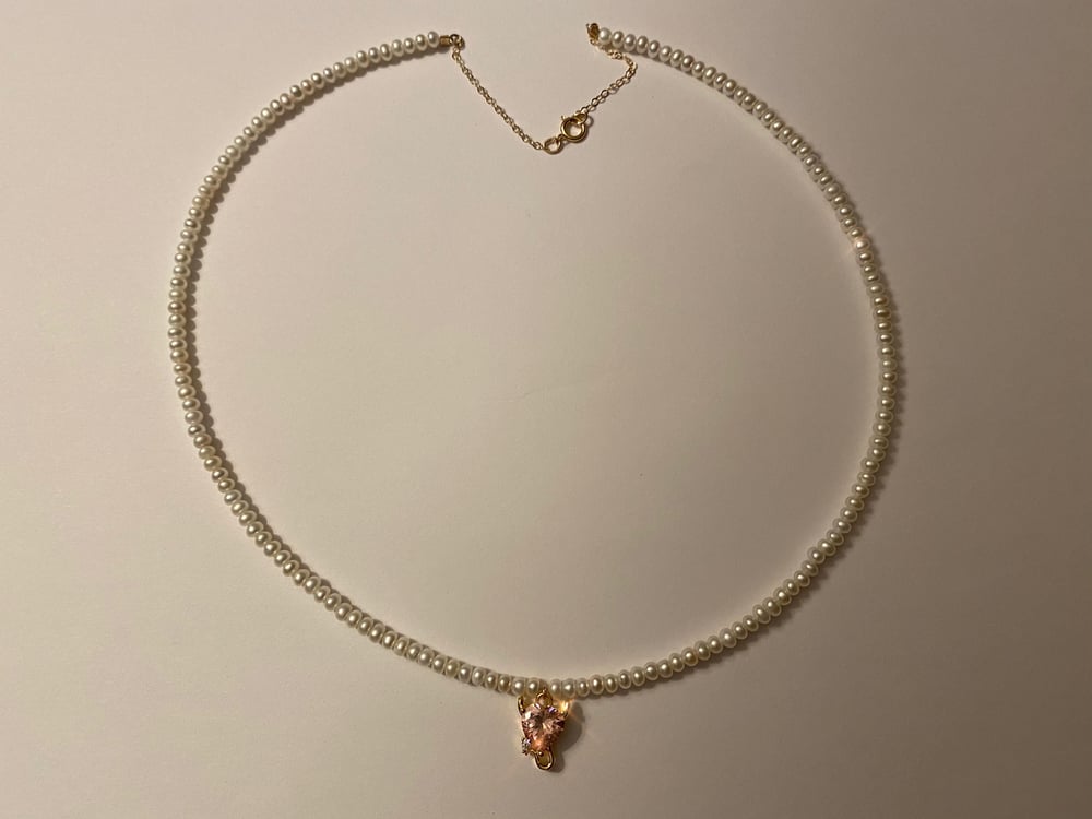 Image of -;- devil heart pearl necklace -;-