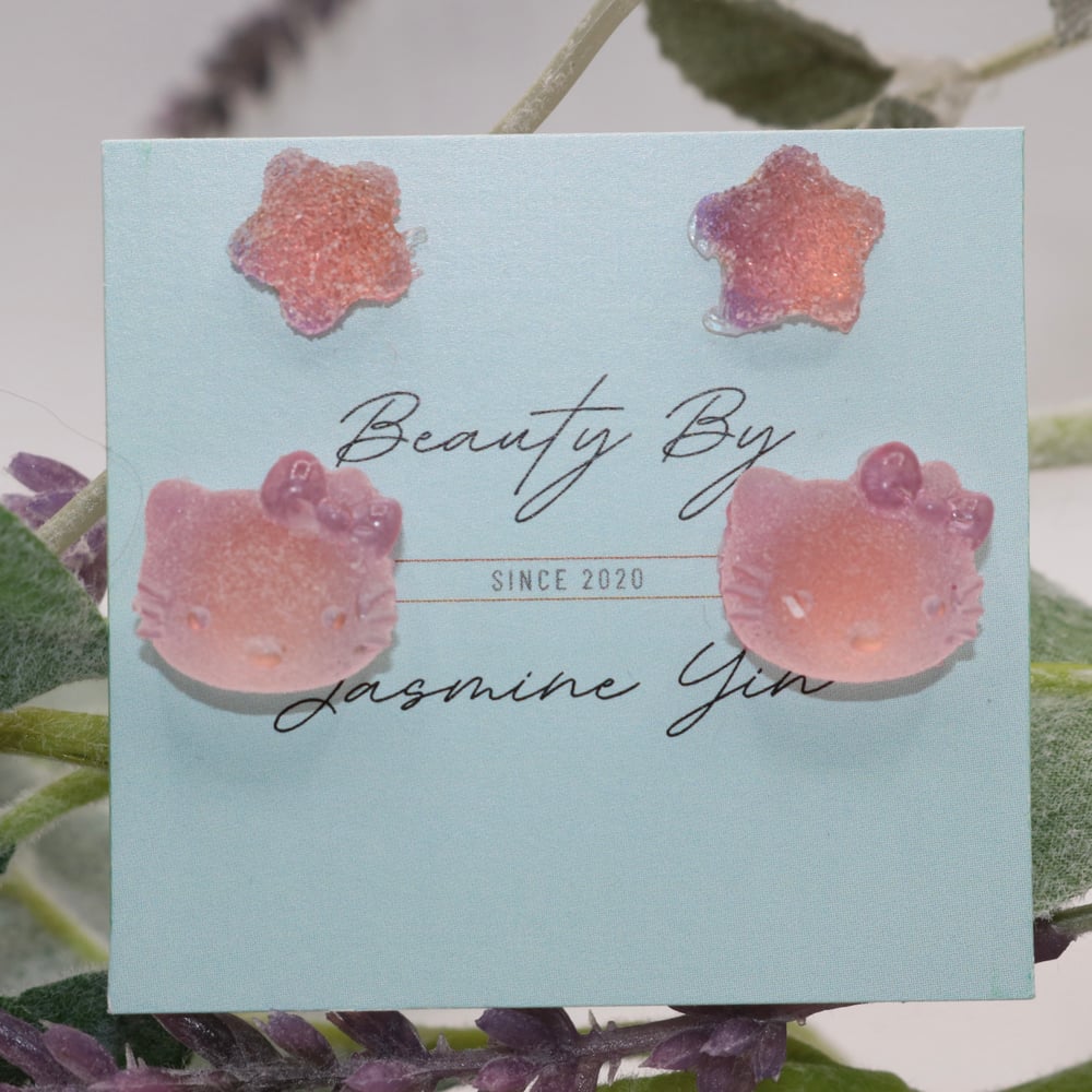 Image of Gummy Hello Kitty x Star Stud Earrings