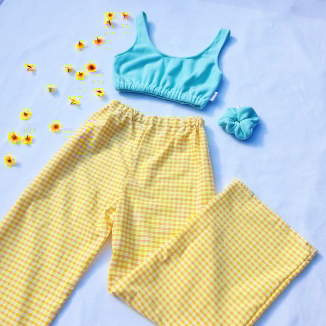 Multiple colours* Gingham wide leg trousers