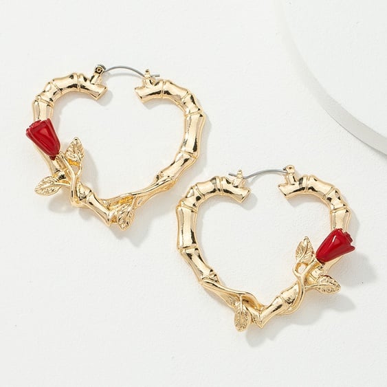 Image of Rose-Heart Earrings 