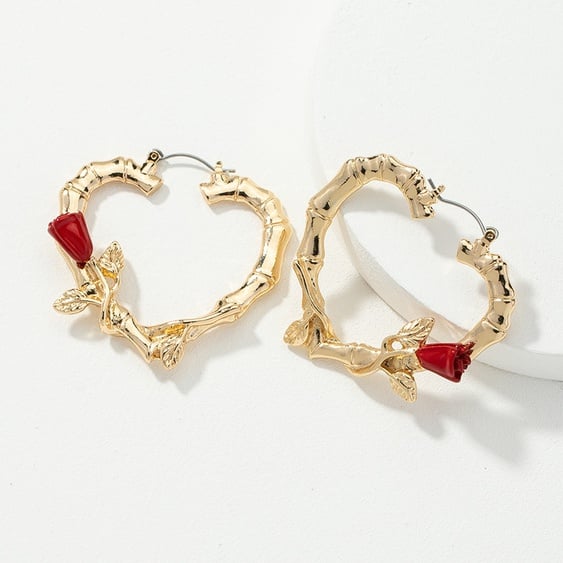 Image of Rose-Heart Earrings 