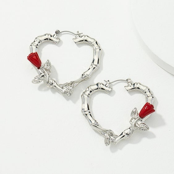 Image of Rose-Heart Earrings 