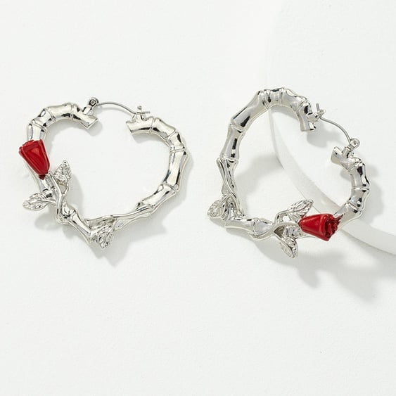 Image of Rose-Heart Earrings 