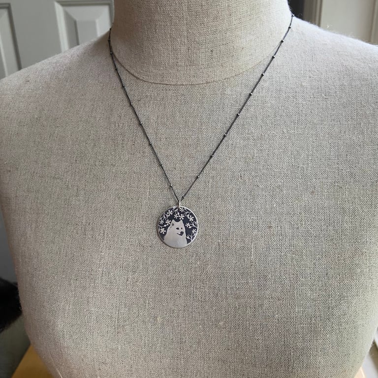 Sterling Silver Dog with Blossoms Necklace Image 4