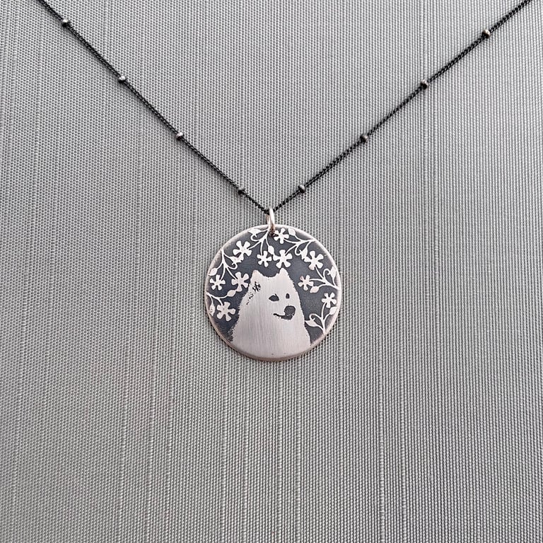 Sterling Silver Dog with Blossoms Necklace Image 3