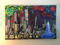 Image 1 of 36x48 Pittsburgh Skyline Original Canvas 