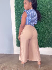 Image 3 of Button me up” wide leg khaki bottoms 