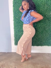 Image 2 of Button me up” wide leg khaki bottoms 