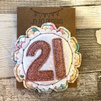21st Birthday rosette brooch