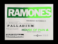 Image 2 of RAMONES X HOUSE OF PAIN 1992 Concert Flyer. Ltd Ed 1/100 signed by Danny Boy O'Connor.