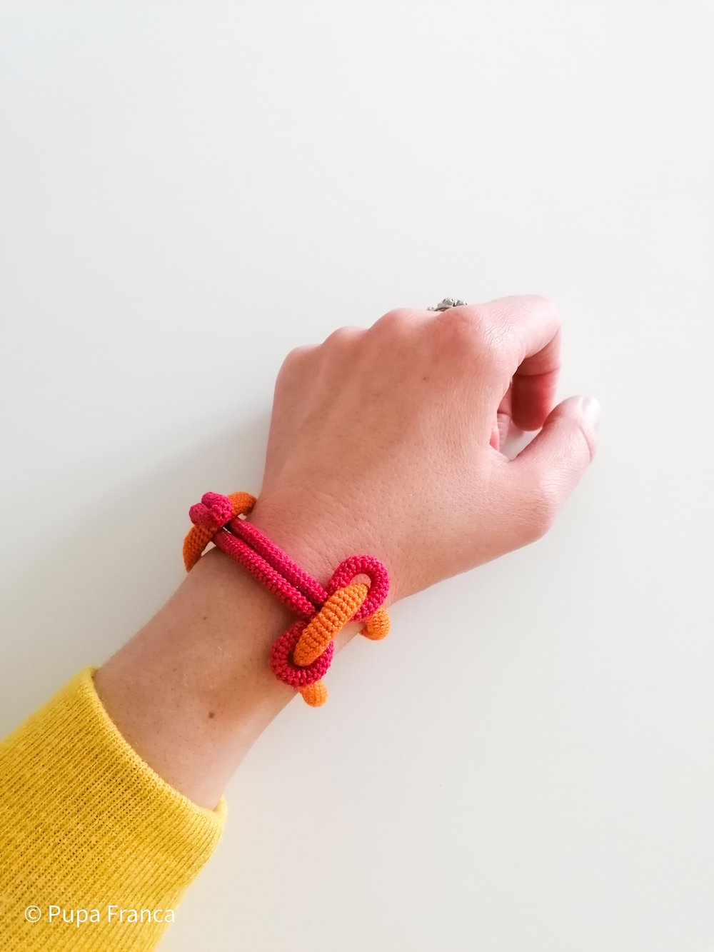 Image of Crochet Chain Bracelet in Pink and Orange