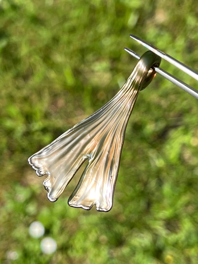 Image of Metallic Gold Ginkgo Leaf Pendant 2