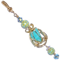 Image 1 of Blue Peruvian Opal Wire Wrapped 14K GF Pendant 