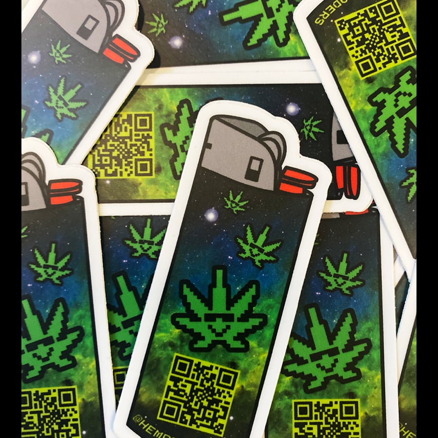 HEMP INVADERS QR LIGHTER STICKER