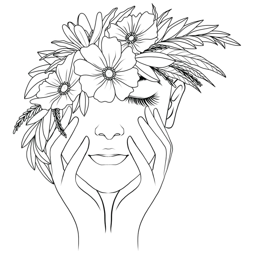 Image of Woman Face With Flower Crown