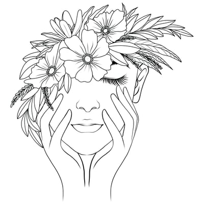 Image of Woman Face With Flower Crown