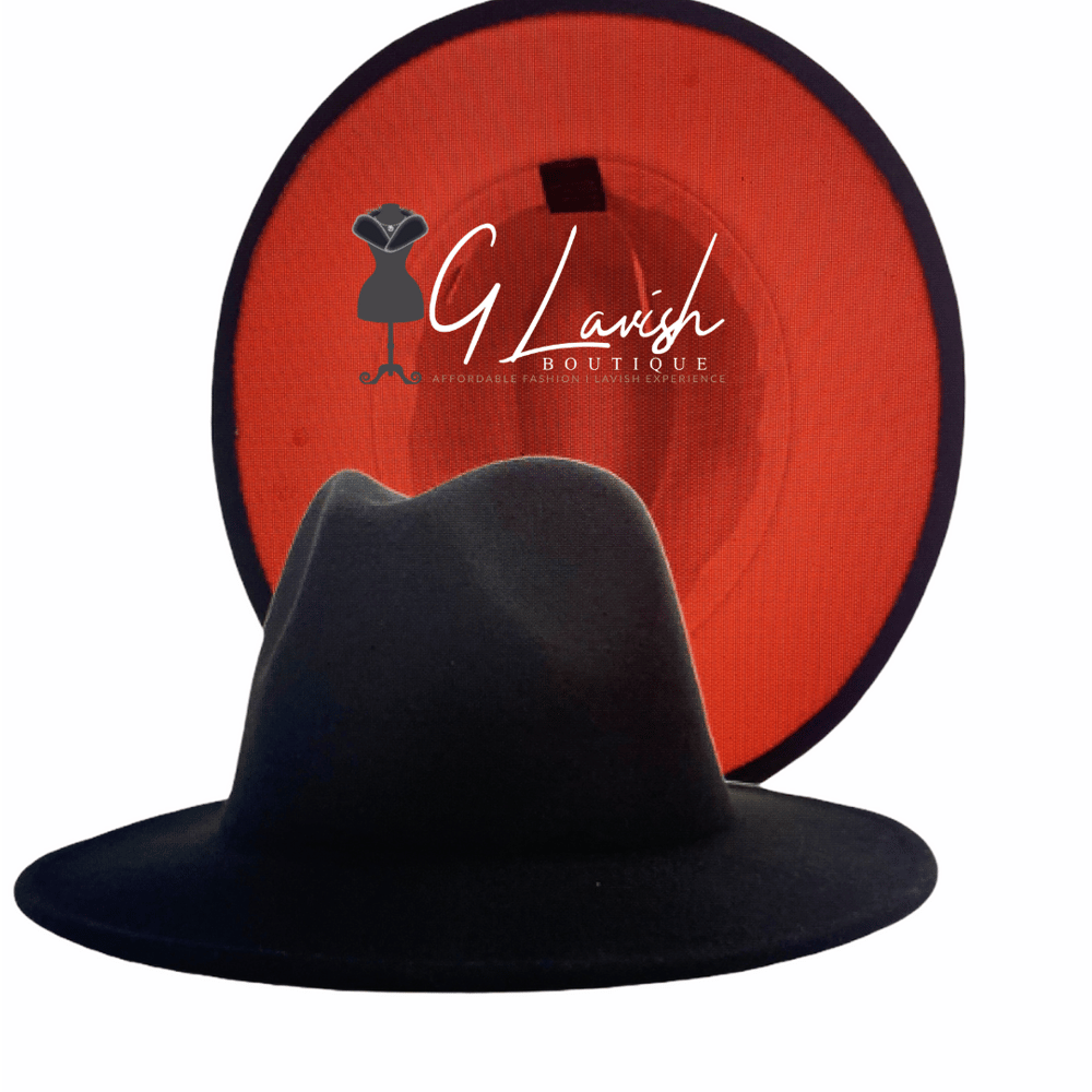 Image of FEDORA HAT | BLACK WITH RED BOTTOM