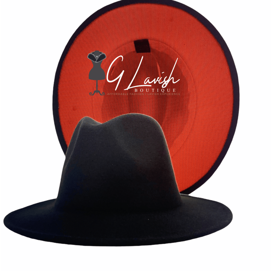 Image of FEDORA HAT | BLACK WITH RED BOTTOM