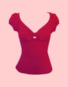 "Sweetheart" knit top/Retro red