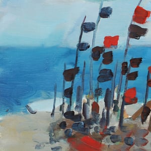 Image of Mid Century 'Flags on the Beach,' LARS BERTLE. 