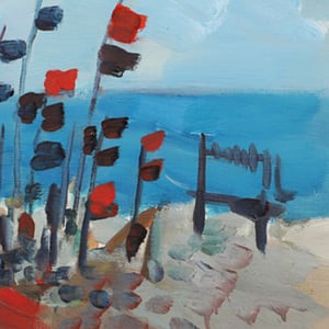 Image of Mid Century 'Flags on the Beach,' LARS BERTLE.