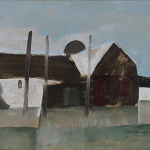 Image of 1958, Swedish Oil Painting, 'Farmstead' STURE SVENSON.