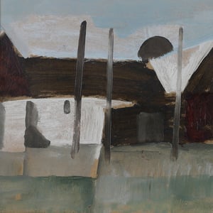 Image of 1958, Swedish Oil Painting, 'Farmstead' STURE SVENSON.