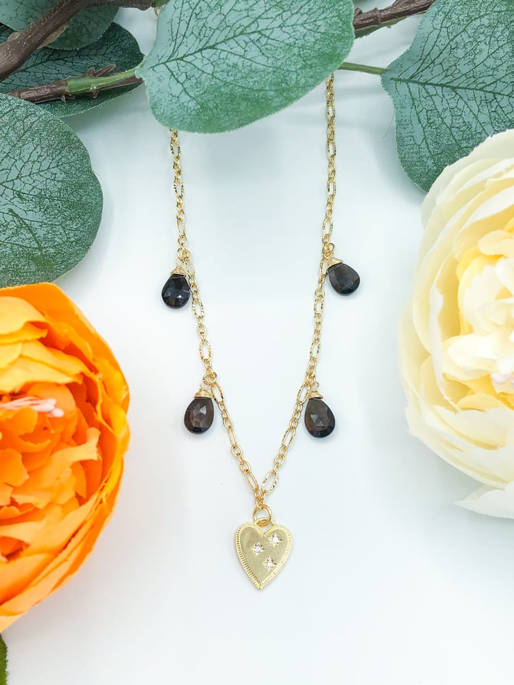 Image of smoky quartz heart • 16.5 inches