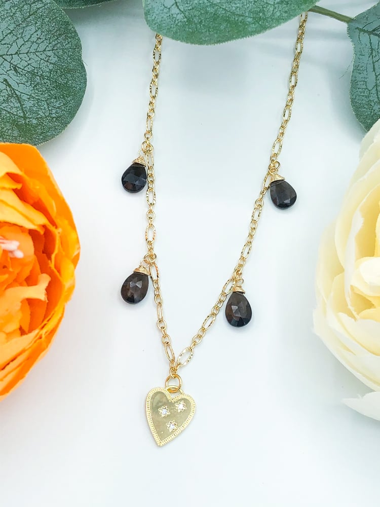 Image of smoky quartz heart • 16.5 inches