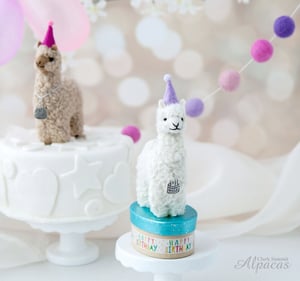 Alpaca Birthday - Unique Present for Llama Lovers - Customized Party Hat, Charms - Real Fiber