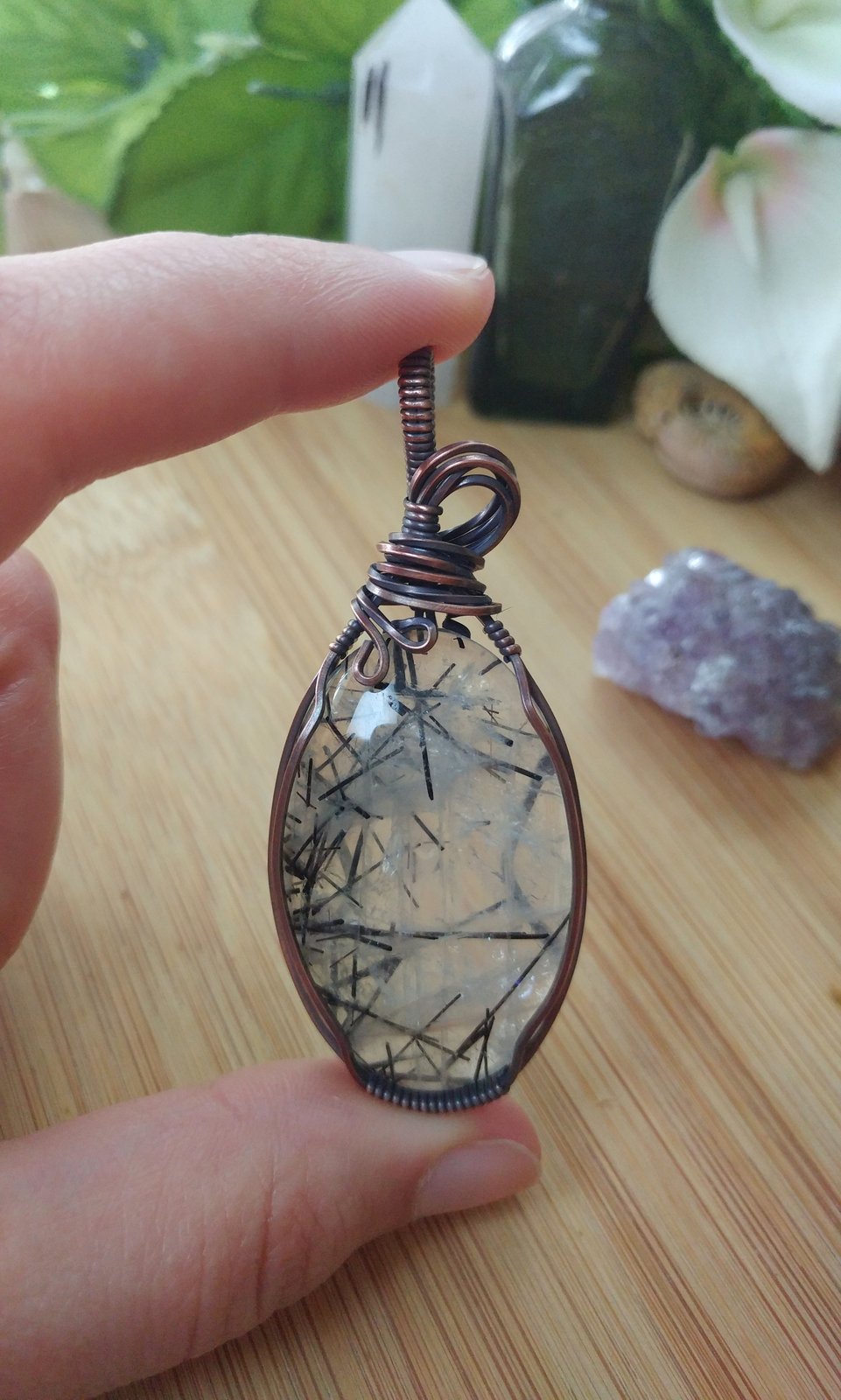 tourmalated quartz pendant