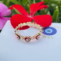 Evil Eye Ring - Hearts (Red)