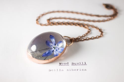 Image of Wood Squill (Scilla siberica) - Copper Plated Necklace #2