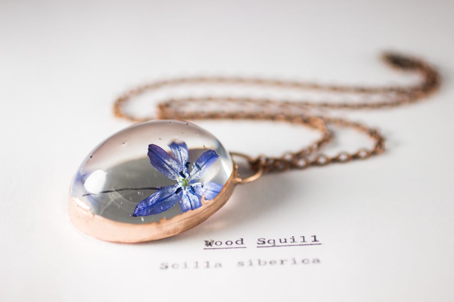 Image of Wood Squill (Scilla siberica) - Copper Plated Necklace #2