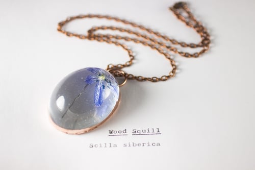 Image of Wood Squill (Scilla siberica) - Copper Plated Necklace #1