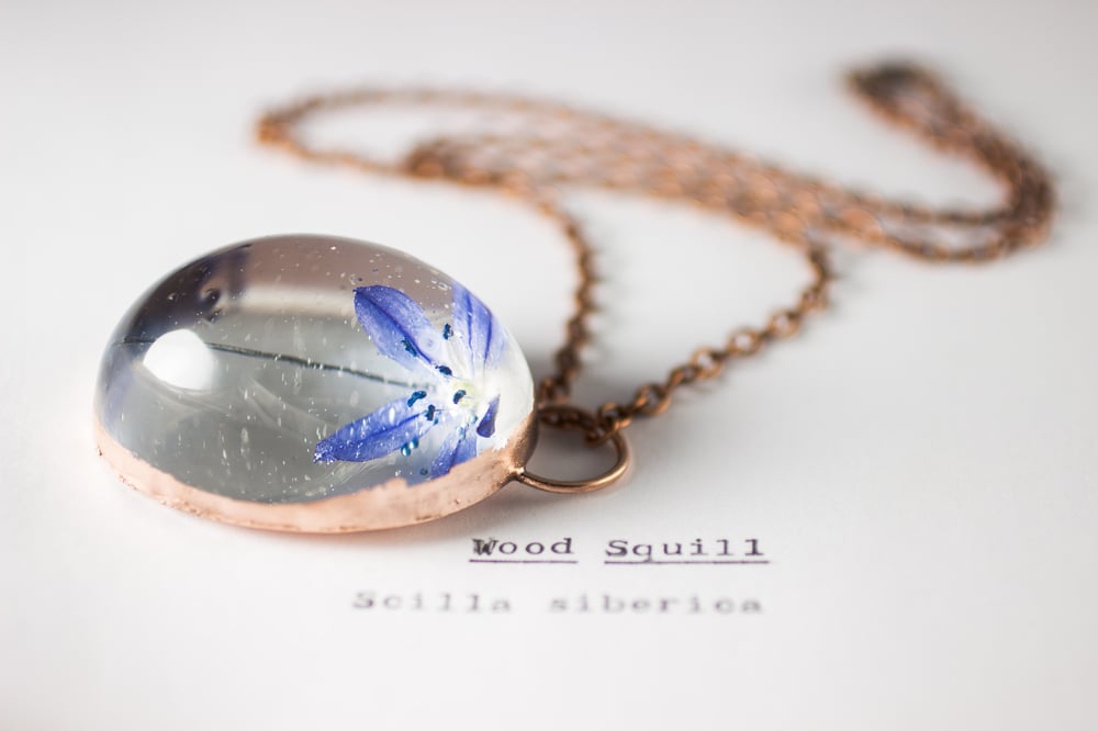 Image of Wood Squill (Scilla siberica) - Copper Plated Necklace #1