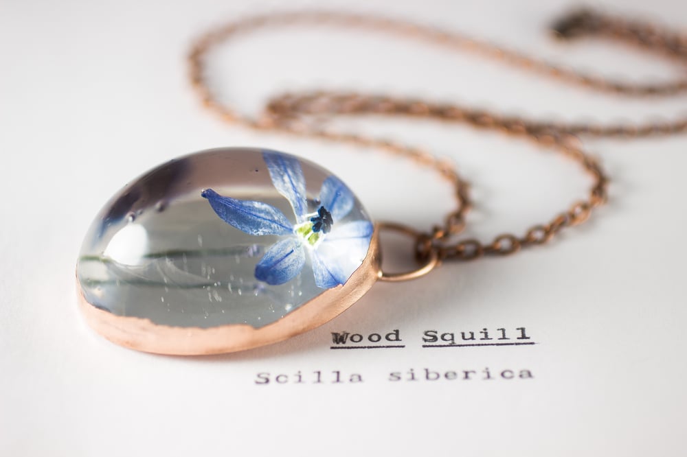 Image of Wood Squill (Scilla siberica) - Copper Plated Necklace #3