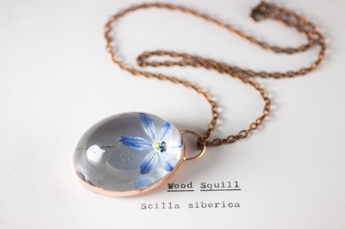 Image of Wood Squill (Scilla siberica) - Copper Plated Necklace #3