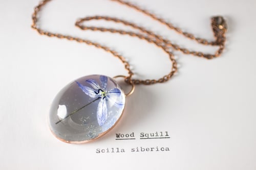 Image of Wood Squill (Scilla siberica) - Copper Plated Necklace #4