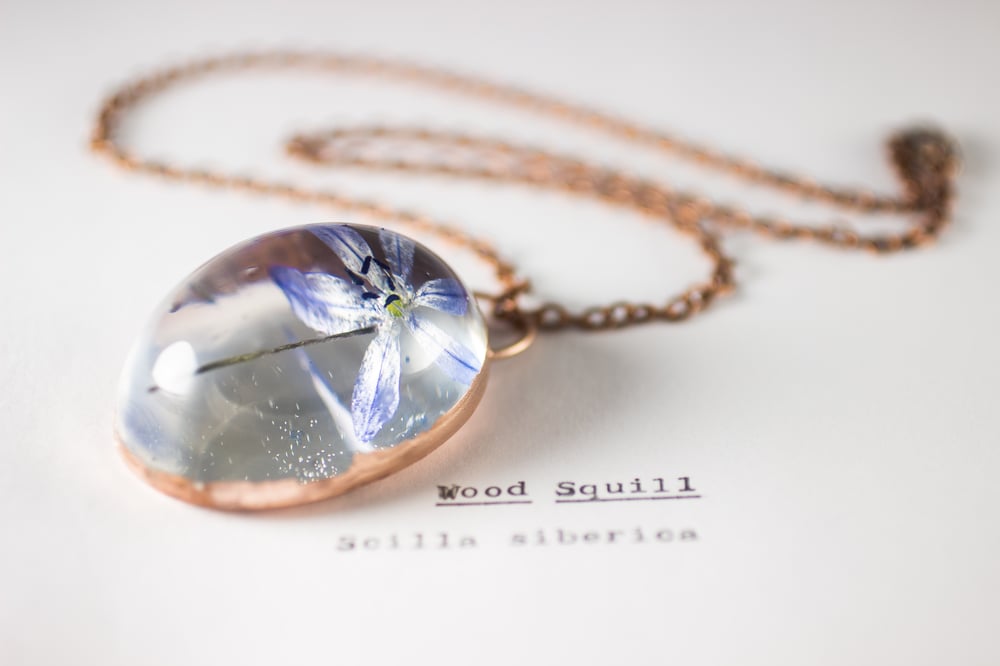 Image of Wood Squill (Scilla siberica) - Copper Plated Necklace #4