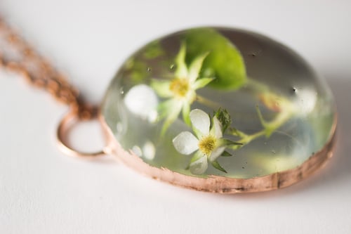Image of Wild Strawberry (Fragaria virginiana) - Copper Plated Necklace #2