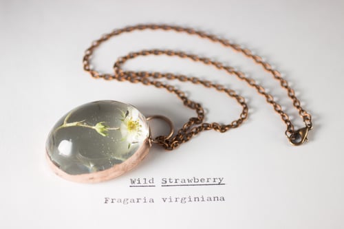 Image of Wild Strawberry (Fragaria virginiana) - Copper Plated Necklace #4